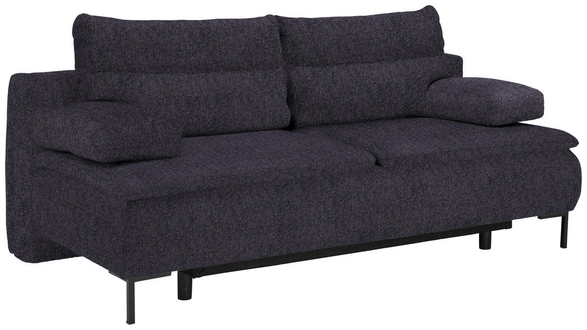 BOXSPRINGSOFA in Webstoff Schwarz  - Schwarz, Design, Textil/Metall (202/93/100cm) - Novel