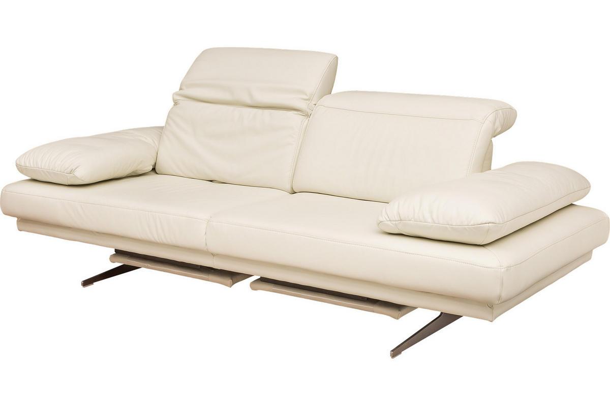 ÜLŐGARNITÚRA bőr fehér  - nemesacélszínű/fehér, Basics, bőr/fém (230/80/106cm) - Himolla