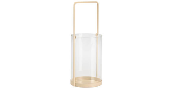 LATERNE - Klar/Beige, Basics, Glas/Metall (8,5/21cm) - Ambia Home