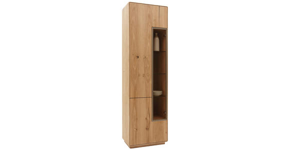 VITRINE in massiv Wildeiche Eichefarben - Eichefarben, Design, Glas/Holz (59/198,5/36cm) - Valnatura