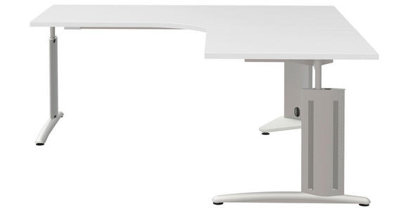 ECKSCHREIBTISCH 180/180/70-82 cm in Weiß, Alufarben - Alufarben/Weiß, KONVENTIONELL, Holzwerkstoff/Metall (180/180/70-82cm) - Moderano