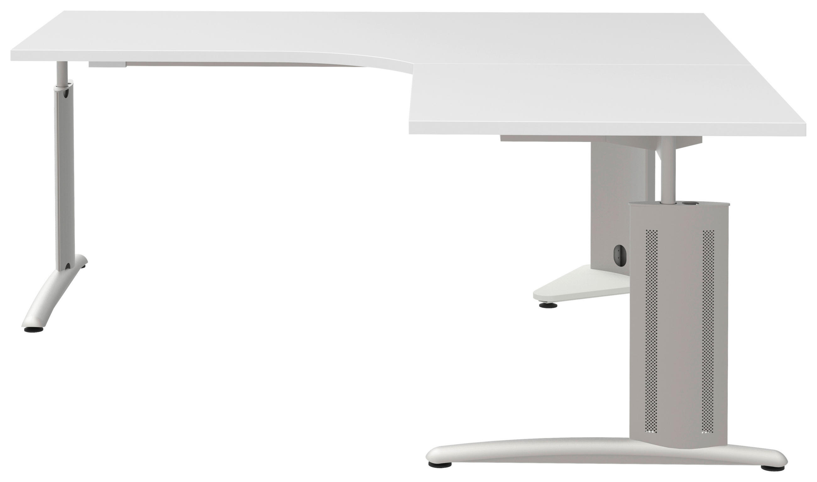 ECKSCHREIBTISCH 180/180/70-82 cm in Weiß, Alufarben - Alufarben/Weiß, KONVENTIONELL, Holzwerkstoff/Metall (180/180/70-82cm) - Moderano