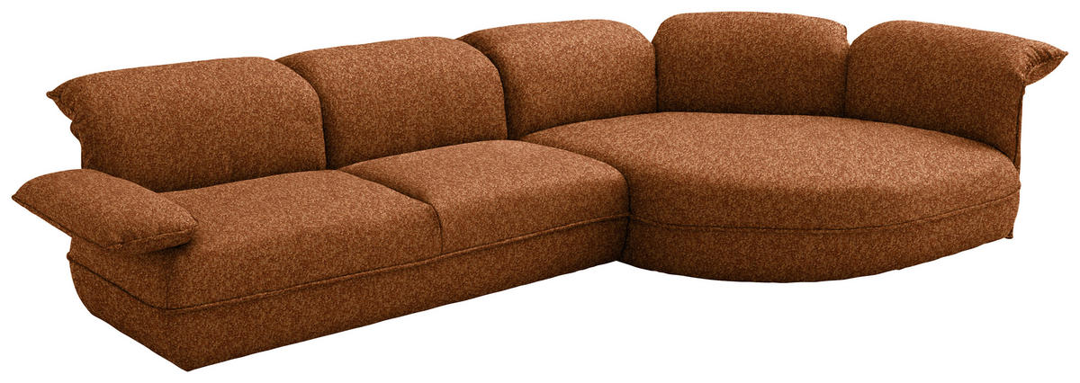 ECKSOFA Chenille Rostfarben  - Rostfarben/Schwarz, Design, Kunststoff/Textil (343/154cm) - Koinor