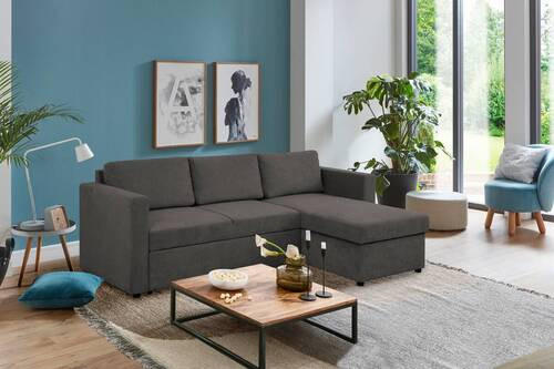ROHOVÁ SEDAČKA, textil, šedohnědá, tmavě hnědá - tmavě hnědá/černá, Konvenční, textil/plast (230/155cm) - Carryhome