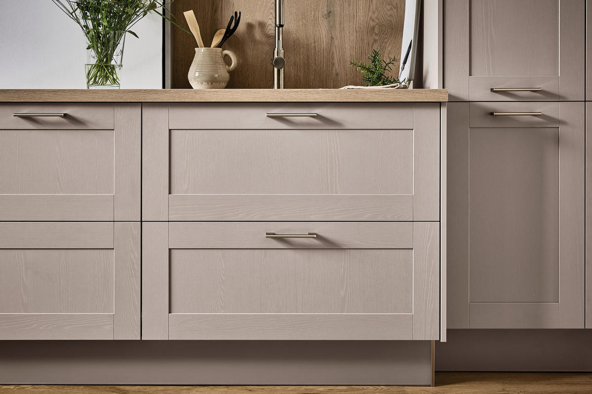 EINBAUKÜCHE   - Eichefarben/Grau, Design, Holzwerkstoff - Xora