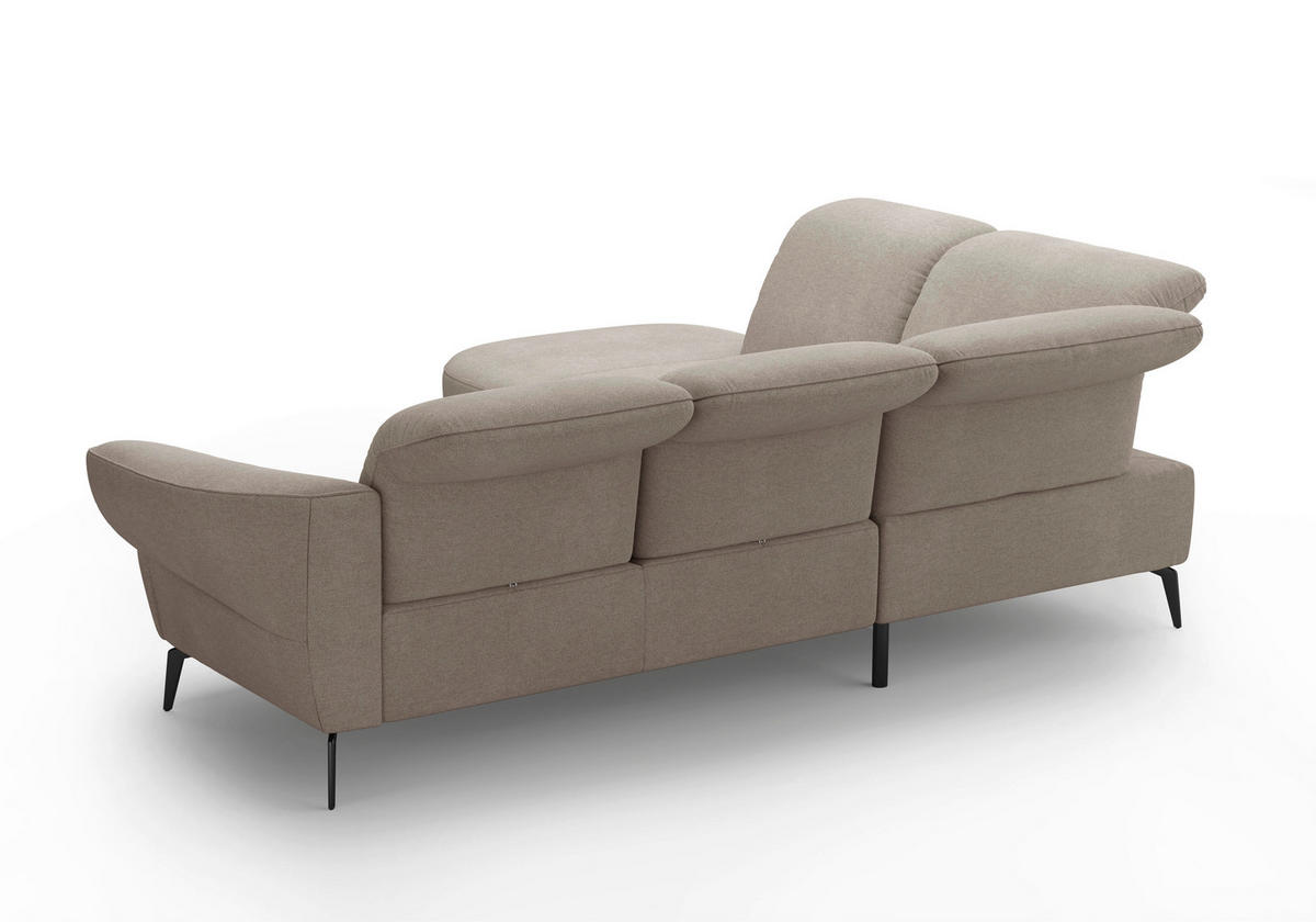 ECKSOFA in Mikrofaser Beige  - Beige/Schwarz, Modern, Textil/Metall (270/302cm) - Sit & More