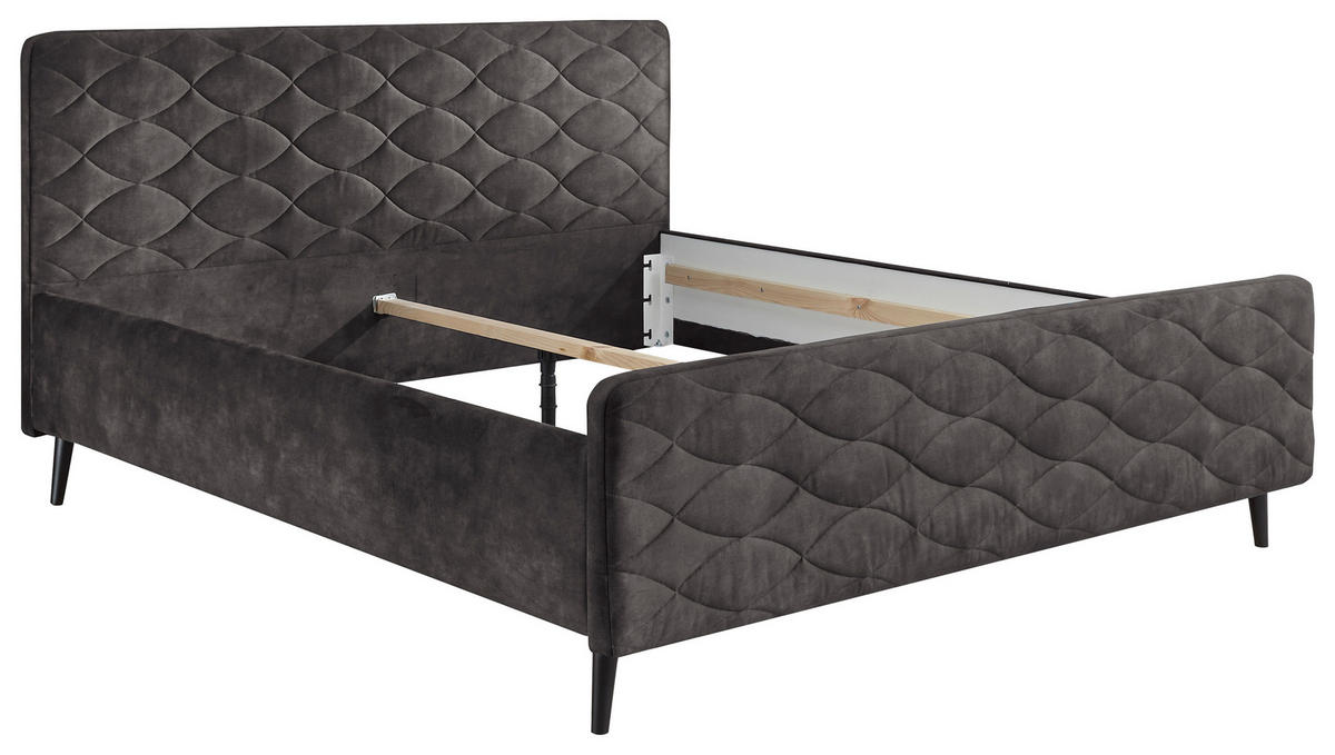 ČALOUNĚNÁ POSTEL, 180/200 cm, tmavě šedá - tmavě šedá, Basics, dřevo/kompozitní dřevo (180/200cm) - MID.YOU