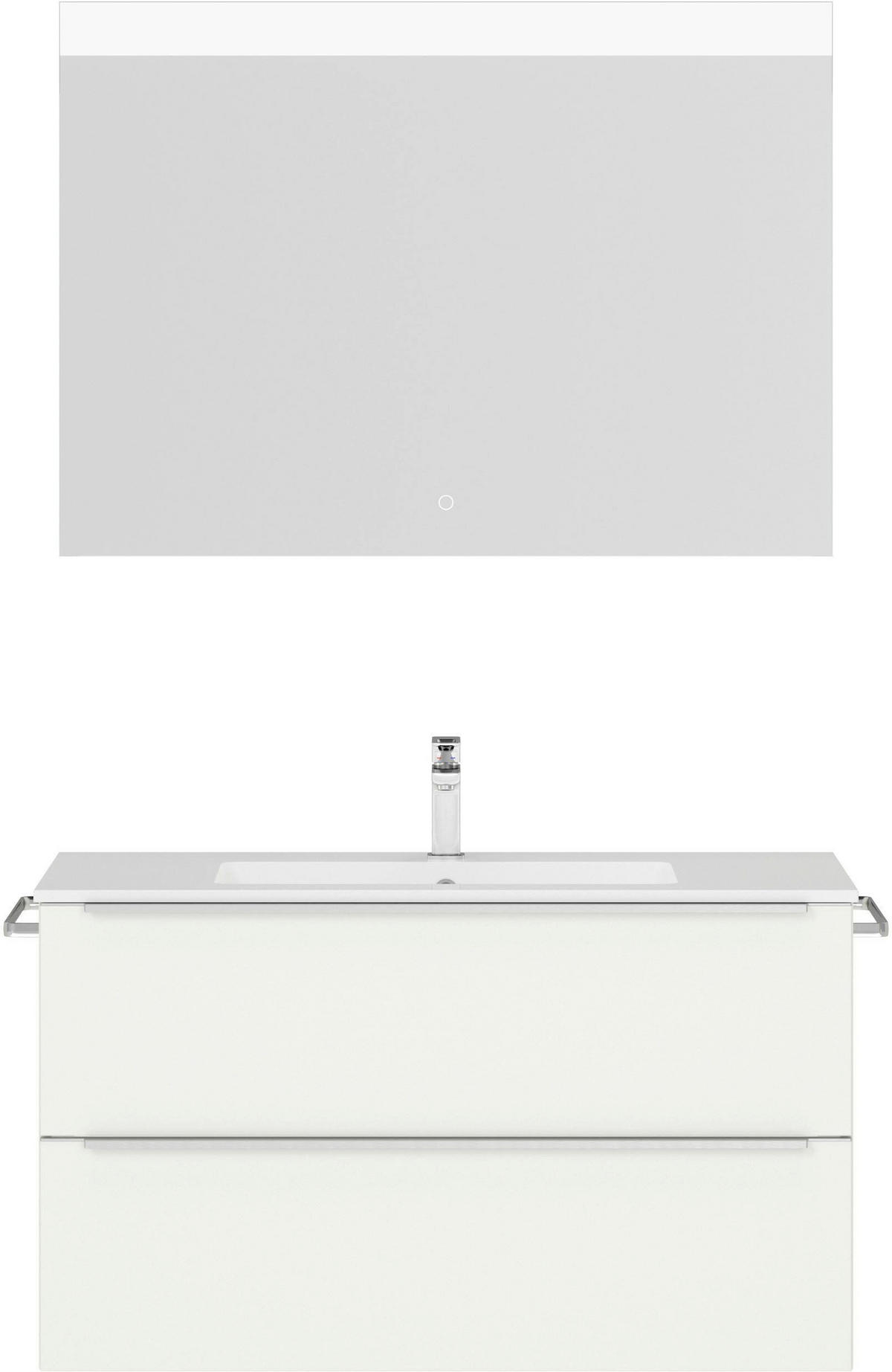 BADEZIMMER 3-teilig  in 101 cm  - Edelstahlfarben/Weiß, MODERN, Holzwerkstoff/Stein (101cm) - Nobilia