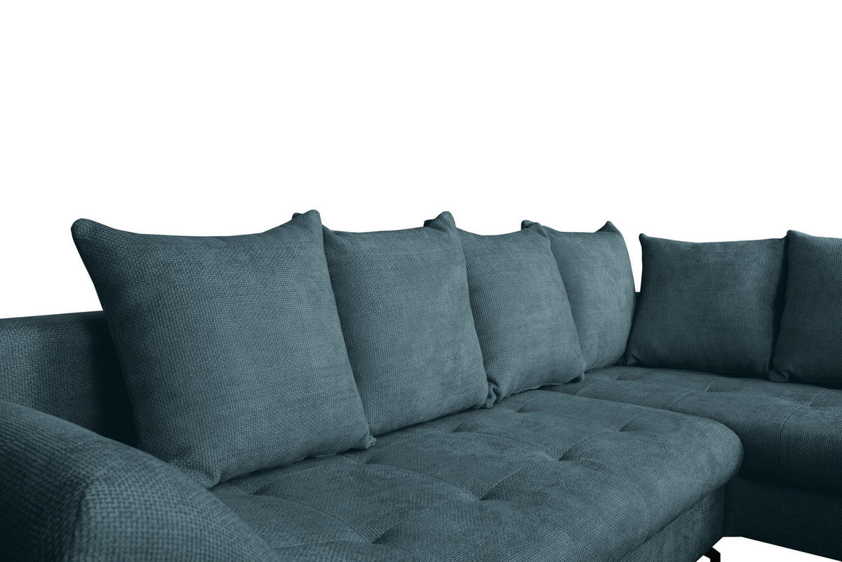 ECKSOFA Blau Struktur  - Blau/Schwarz, KONVENTIONELL, Textil/Metall (274/194cm) - Carryhome