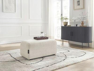 HOCKER ATILLA Flachgewebe Weiß  - Schwarz/Weiß, MODERN, Kunststoff/Textil (92/44/48cm)