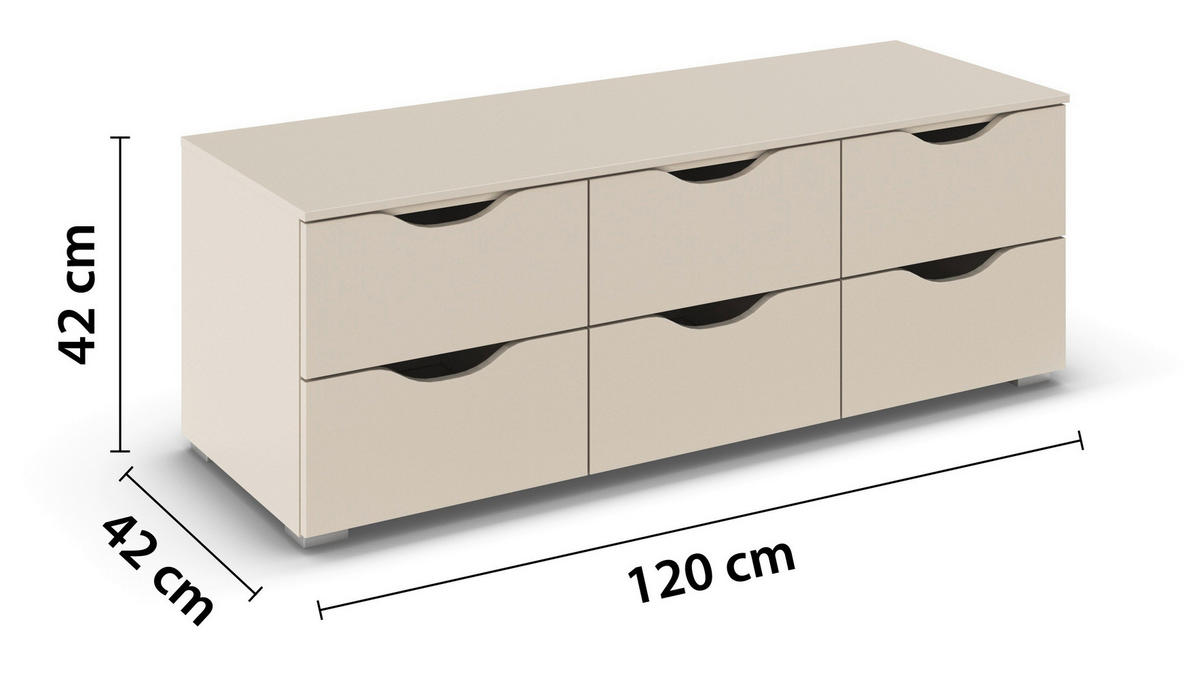 LOWBOARD  in 120/42/42 cm  - Champagner/Silberfarben, Basics, Holzwerkstoff (120/42/42cm) - Boxxx