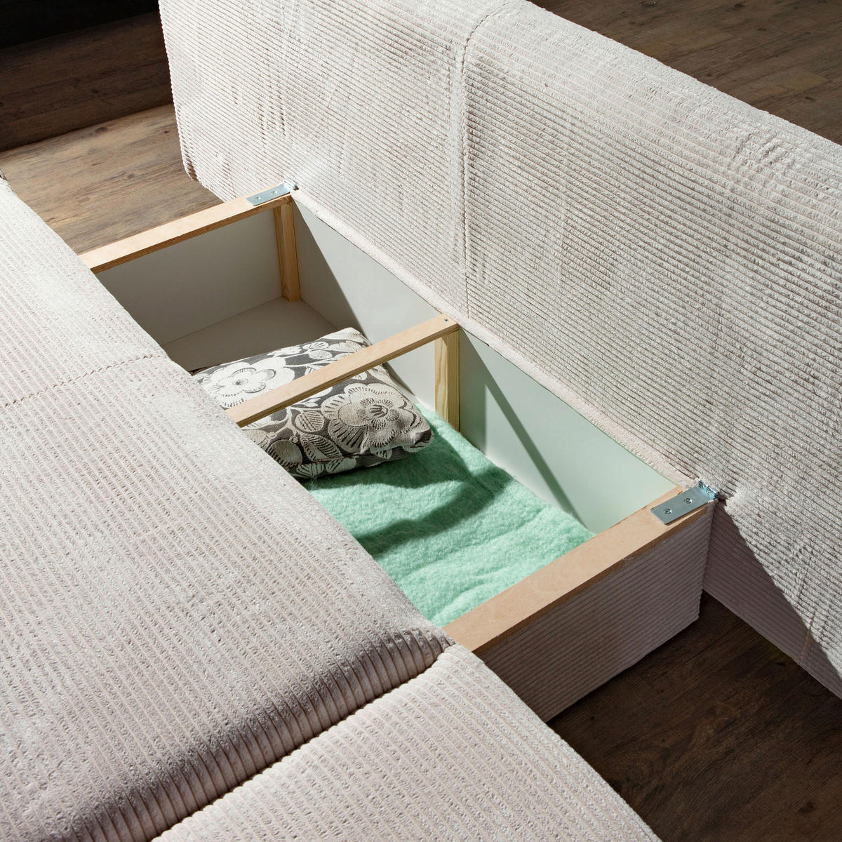 SCHLAFSOFA in Cord Grün  - Naturfarben/Grün, KONVENTIONELL, Holz/Textil (200/75/92cm) - home24