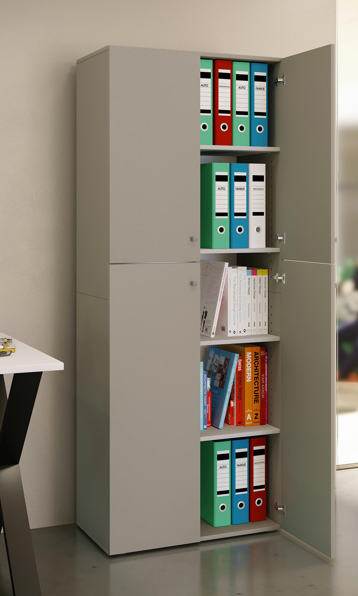 AKTENSCHRANK 70/182/37 cm  - Grau, Konventionell, Holzwerkstoff (70/182/37cm) - MID.YOU