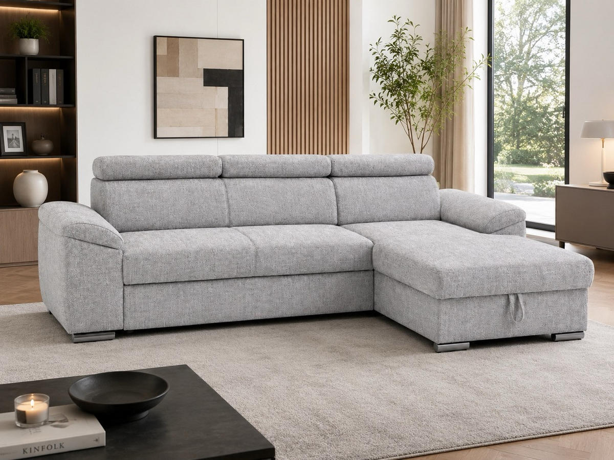 SAROKKANAPÉ textil szürke  - szürke, Basics, textil (275/81-98/185cm) - Carryhome