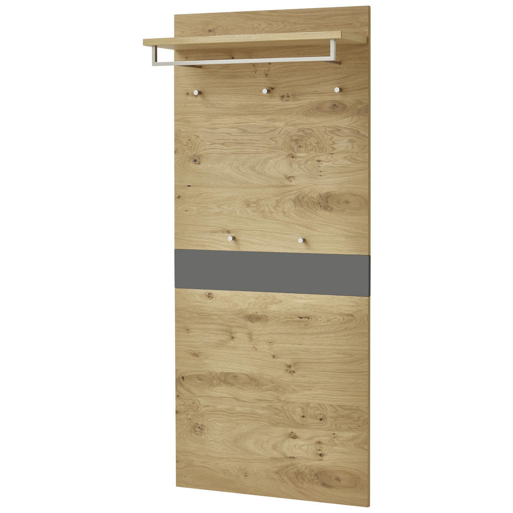 Thumbnail - Xxxl Garderobenpaneel, Grau, Eiche, Holz, Eiche, Balkeneiche, furniert, 80x183x27 cm, Made in Germany, Goldenes M, DGM-K...