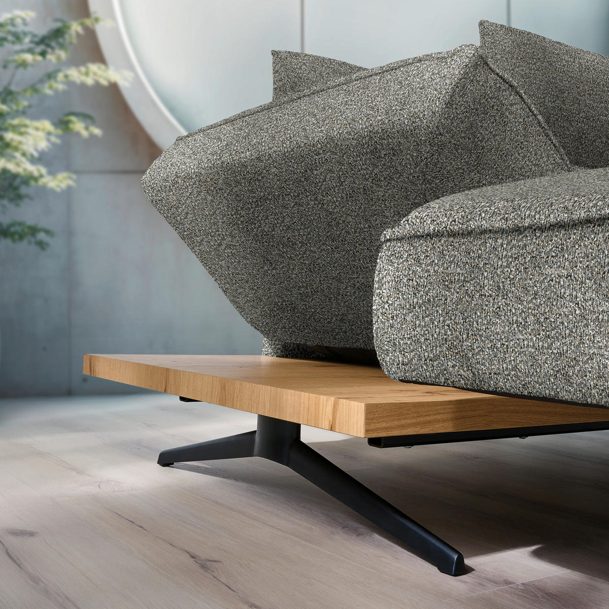 ECKSOFA  in Chenille Graubraun  132/240 cm  - Graubraun/Schwarz, Design, Holz/Textil (132/240cm) - Koinor