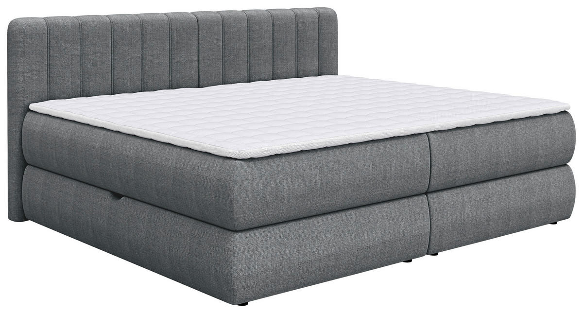 BOXSPRINGBETT 200/200 cm  in Anthrazit  - Anthrazit/Schwarz, Design, Kunststoff/Textil (200/200cm) - Chameo