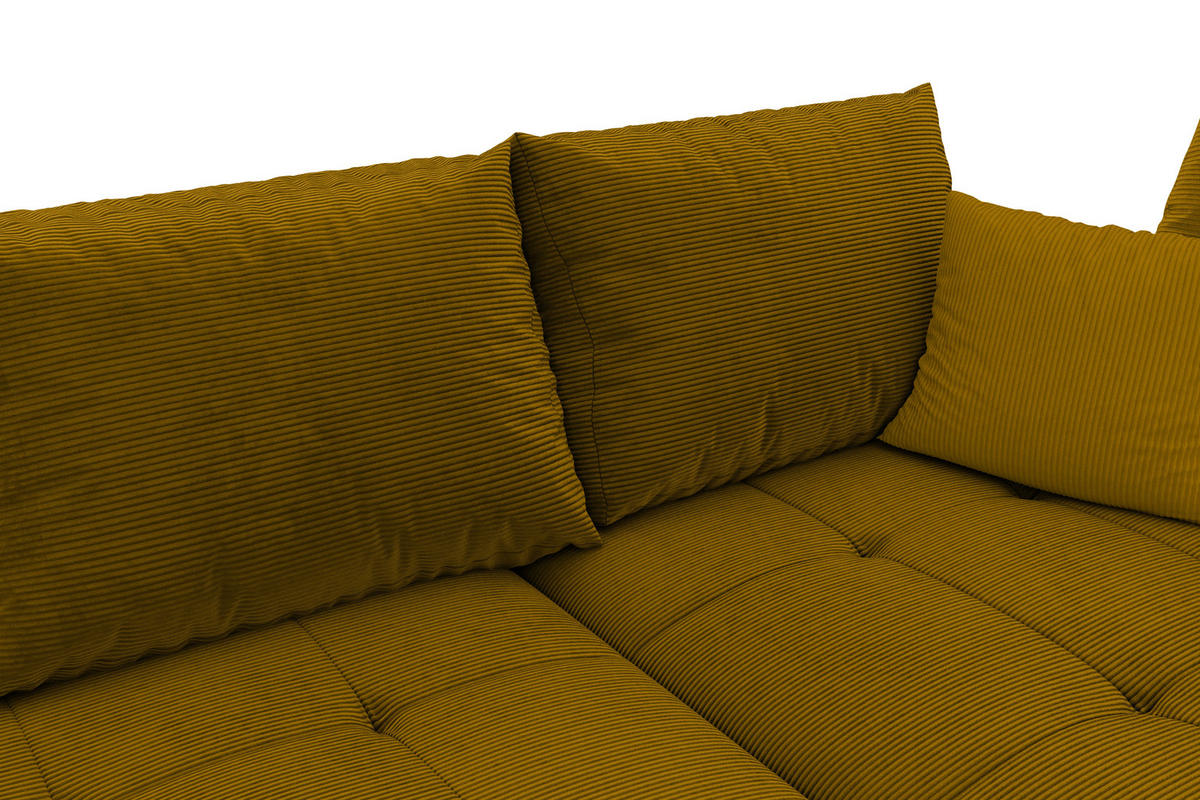 ECKSOFA in Cord Currygelb  - Currygelb/Schwarz, Konventionell, Holz/Textil (298/202cm) - MID.YOU
