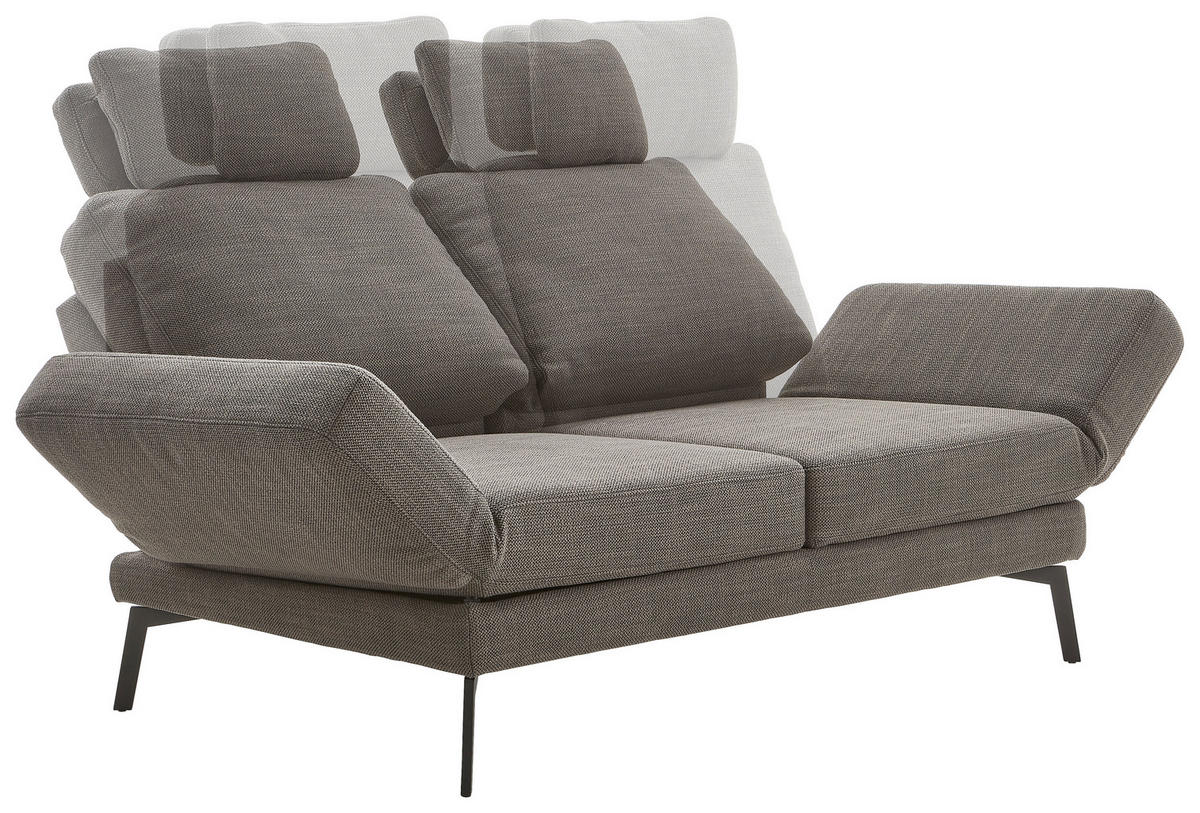 2-SITZER-SOFA Flachgewebe Schwarz  - Schwarz, KONVENTIONELL, Textil/Metall (170-218/87/93-141cm) - Hom`in
