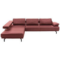 ECKSOFA in Echtleder Weinrot  - Chromfarben/Weinrot, Design, Leder/Metall (255/325cm) - Dieter Knoll