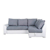 SEDEŽNA GARNITURA, gladka tkanina siva, bela  - siva/bela, Design, kovina/tekstil (240/150cm) - Xora