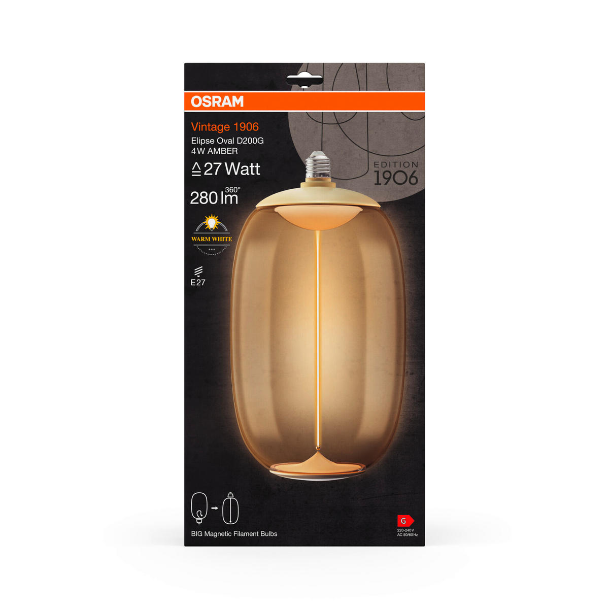 LED-LEUCHTMITTEL   E27 4 W 280 lm  - Bernsteinfarben, KONVENTIONELL, Kunststoff (20/37cm) - Ledvance
