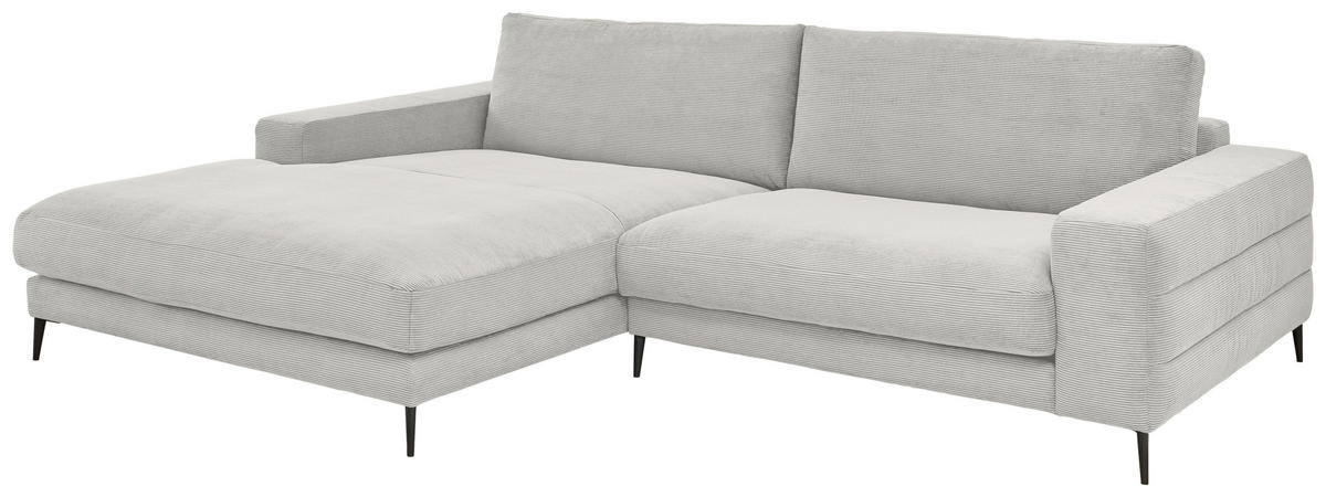 ECKSOFA Weiß Feincord  - Schwarz/Weiß, Design, Textil/Metall (207/293cm) - Dieter Knoll