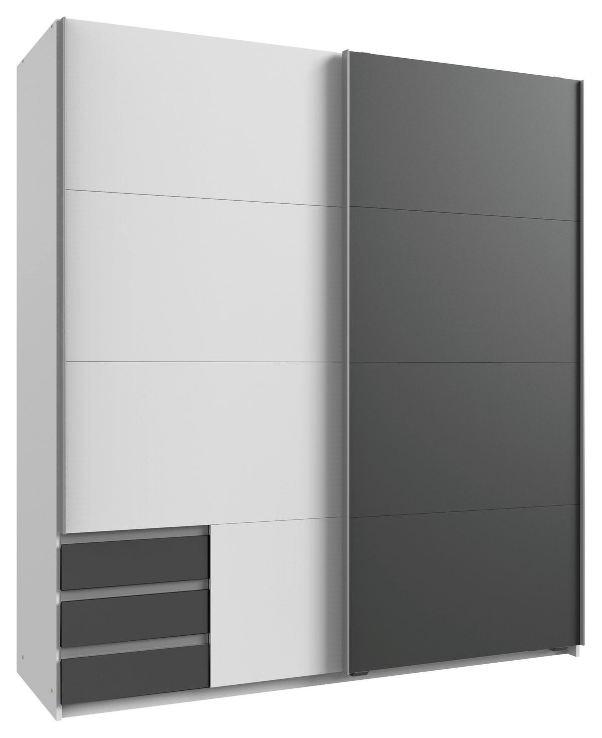 SCHWEBETÜRENSCHRANK  in Graphitfarben, Weiß  - Alufarben/Graphitfarben, Design, Holzwerkstoff/Metall (179/198/64cm) - Carryhome