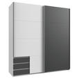 SCHWEBETÜRENSCHRANK  in Graphitfarben, Weiß  - Alufarben/Graphitfarben, Design, Holzwerkstoff/Metall (179/198/64cm) - Carryhome