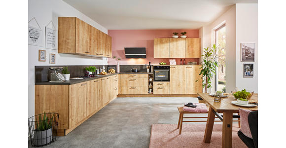 EINBAUKÜCHE - Eichefarben/Anthrazit, Design, Holzwerkstoff - Dieter Knoll