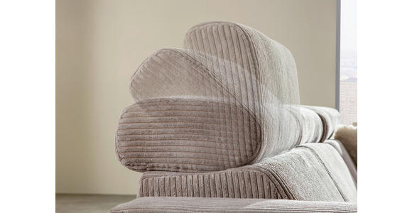 ECKSOFA Taupe Cord Rücken echt, Kopfteilverstellung, Sitzvorzug  - Taupe/Schwarz, KONVENTIONELL, Textil/Metall (257/170cm) - Carryhome
