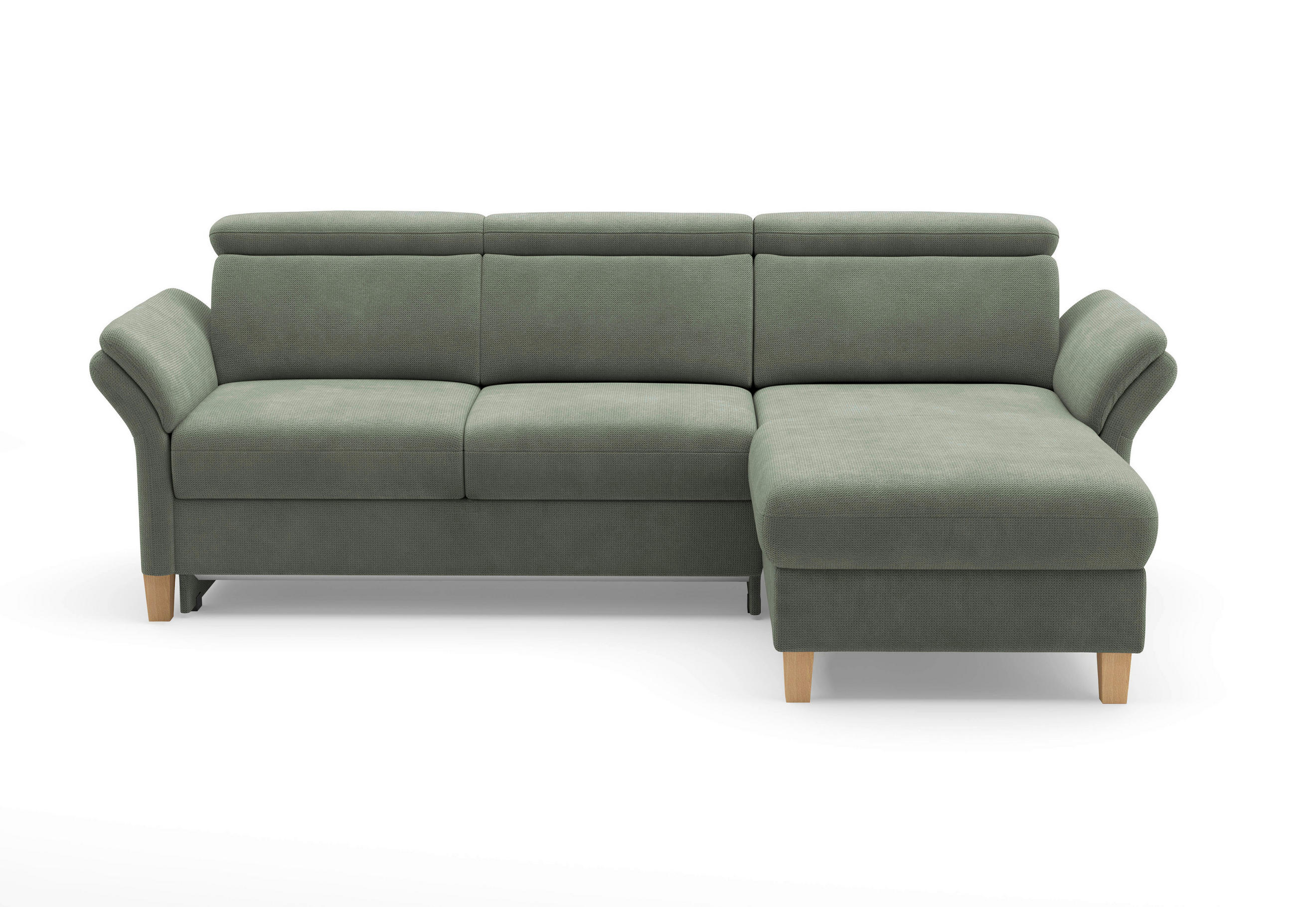 ECKSOFA GLENDALE E Dunkelgrün Flachgewebe  - Dunkelgrün/Eichefarben, KONVENTIONELL, Holz/Textil (253/166cm) - Sit & More