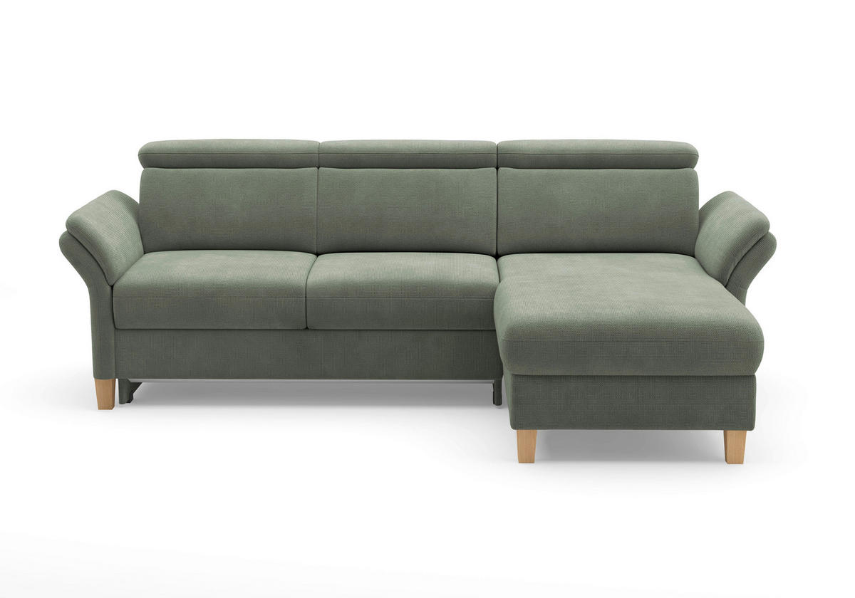 ECKSOFA GLENDALE E Dunkelgrün Flachgewebe  - Dunkelgrün/Eichefarben, KONVENTIONELL, Holz/Textil (253/166cm) - Sit & More