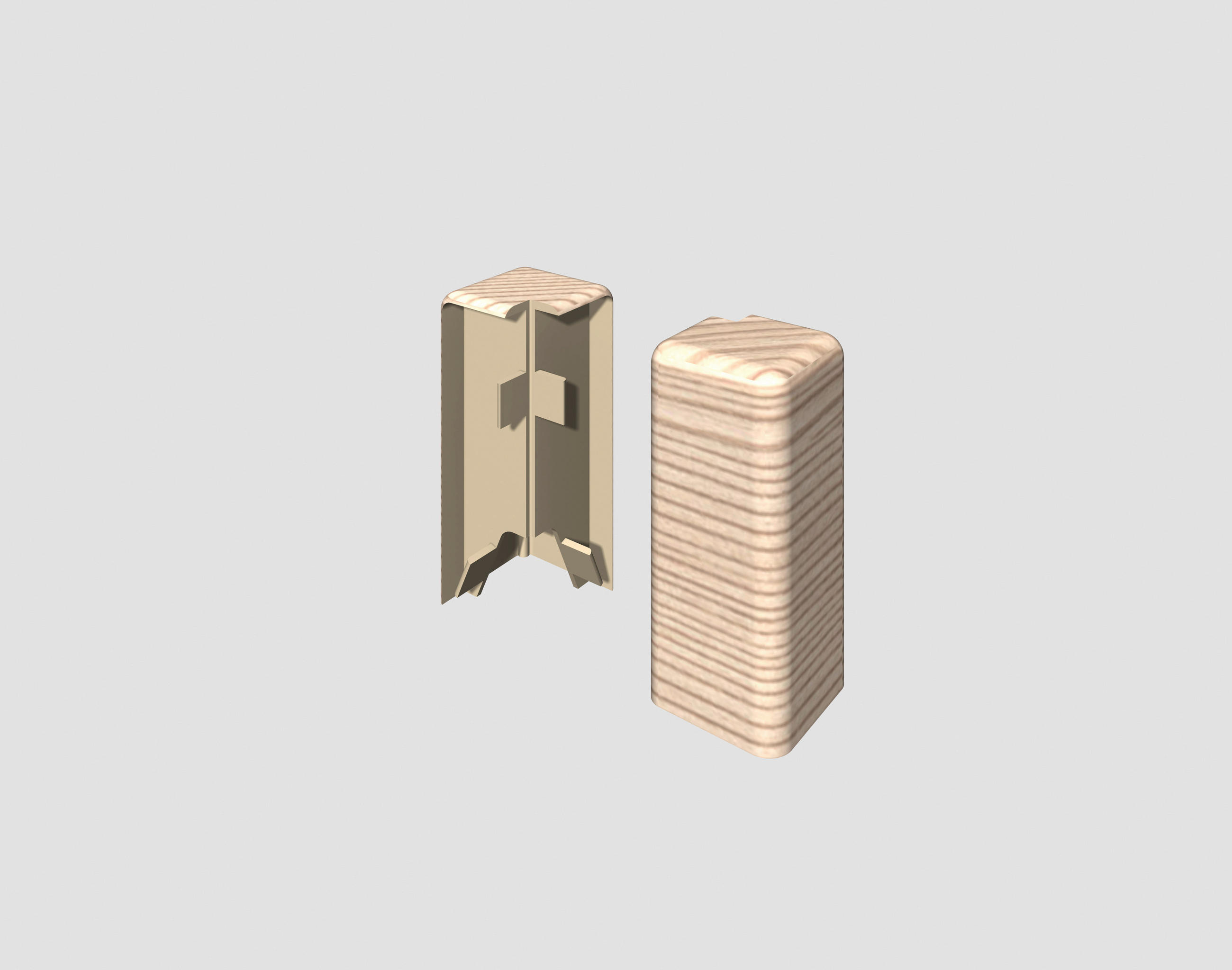 AUßENECKE - Eschefarben/Braun, KONVENTIONELL, Kunststoff (1.6/0.7/5.9cm) - Egger Holzwerkstoffe