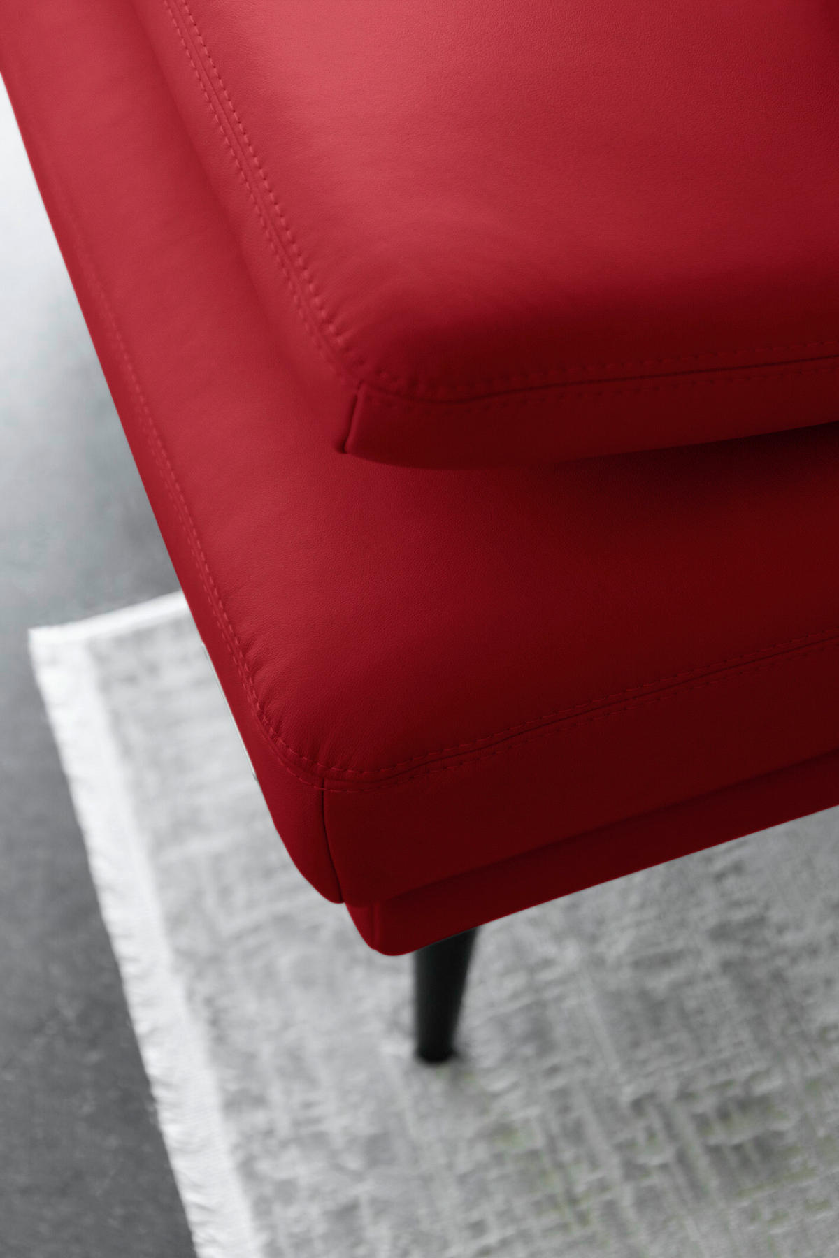 ECKSOFA JOOP! STUDIO in Echtleder Rot  180/301 cm  - Rot/Schwarz, KONVENTIONELL, Leder/Metall (180/301cm) - Joop!