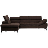 ECKSOFA in Mikrofaser Dunkelbraun  - Dunkelbraun/Schwarz, Design, Kunststoff/Textil (210/279cm) - Livetastic
