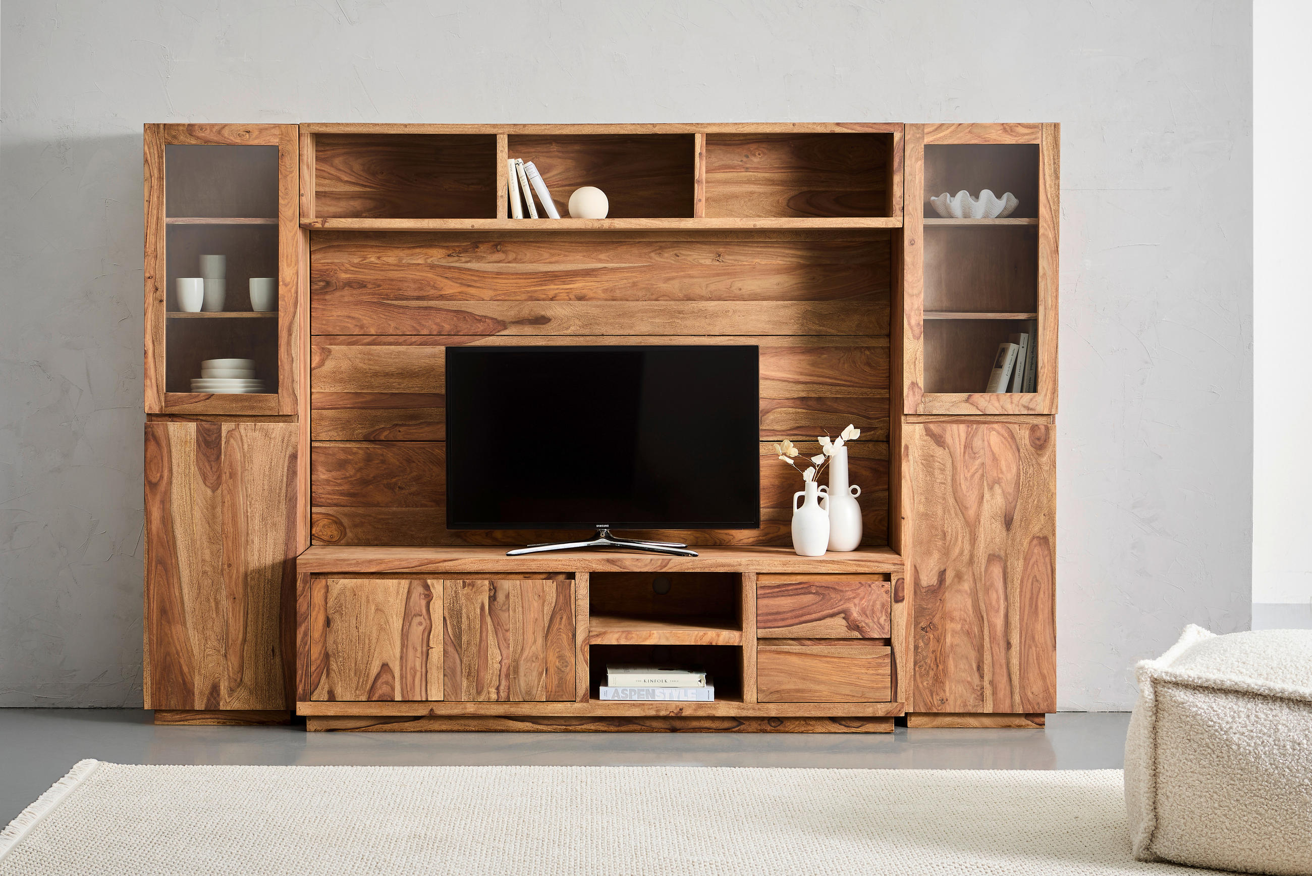 WOHNWAND 4-teilig  in Sheeshamfarben  265/175/40 cm  - Sheeshamfarben, KONVENTIONELL, Holz (265/175/40cm) - Livetastic