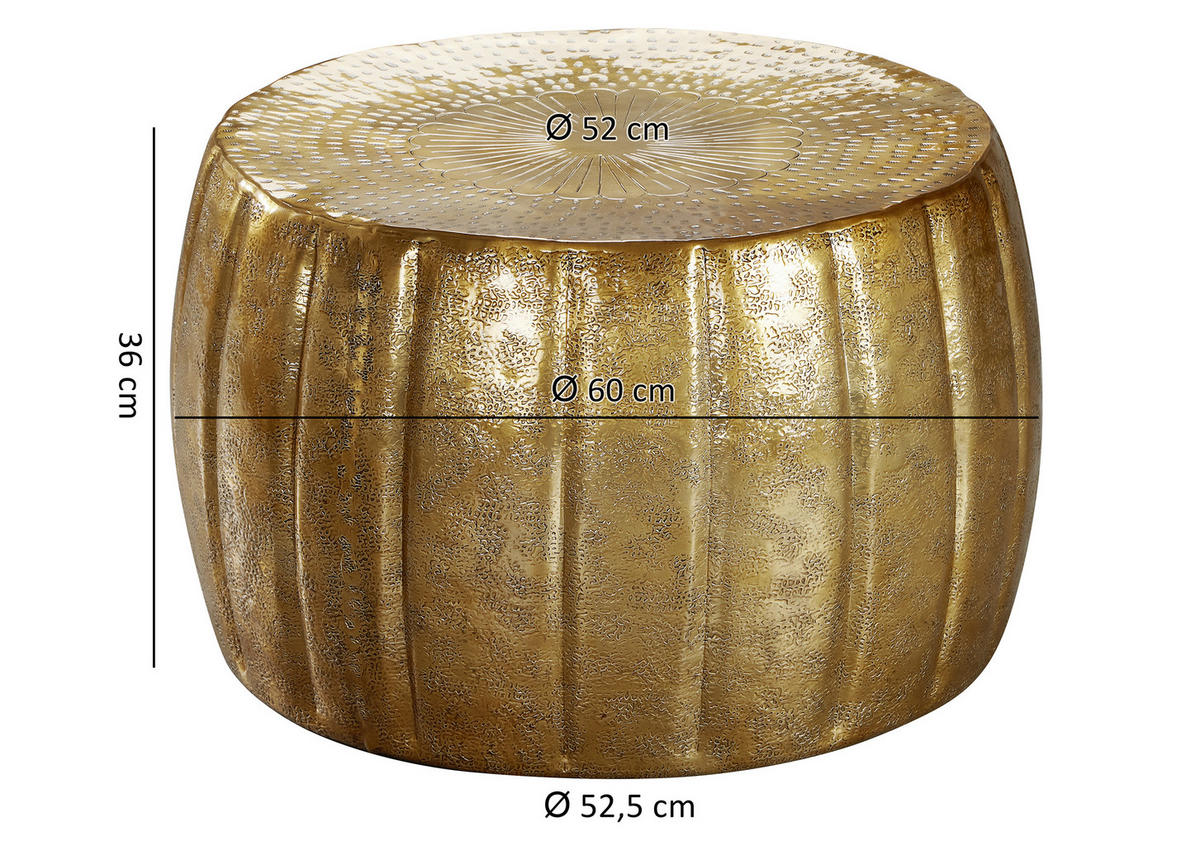 KLUBSKA MIZA, zlate barve  - zlate barve, Trendi, kovina (60/60/36cm) - MID.YOU