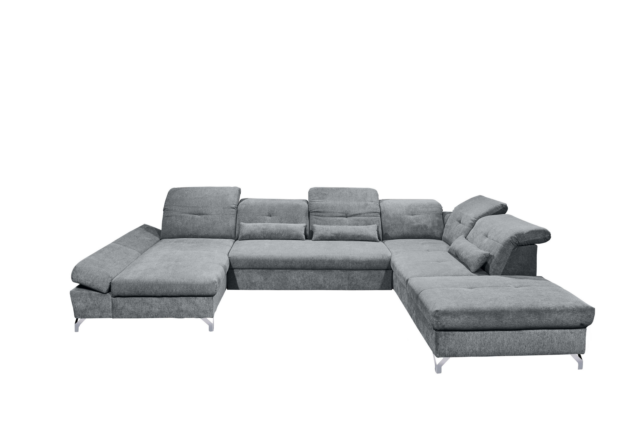 WOHNLANDSCHAFT in Mikrovelours Anthrazit  - Anthrazit/Silberfarben, Modern, Textil/Metall (168/350/245cm) - MID.YOU