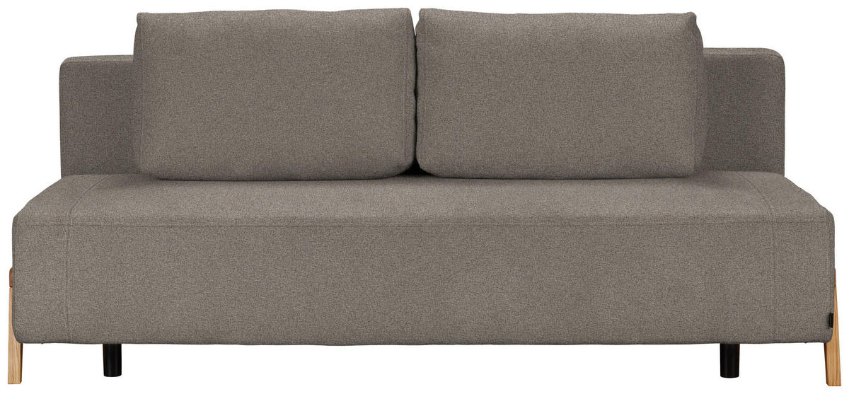 SCHLAFSOFA  mit Stoffauswahl, Liegefunktion, Schlafen auf Sitzhöhe Chenille Taupe  - Taupe/Naturfarben, Design, Holz/Textil (211/88/102cm) - Niels Andersson