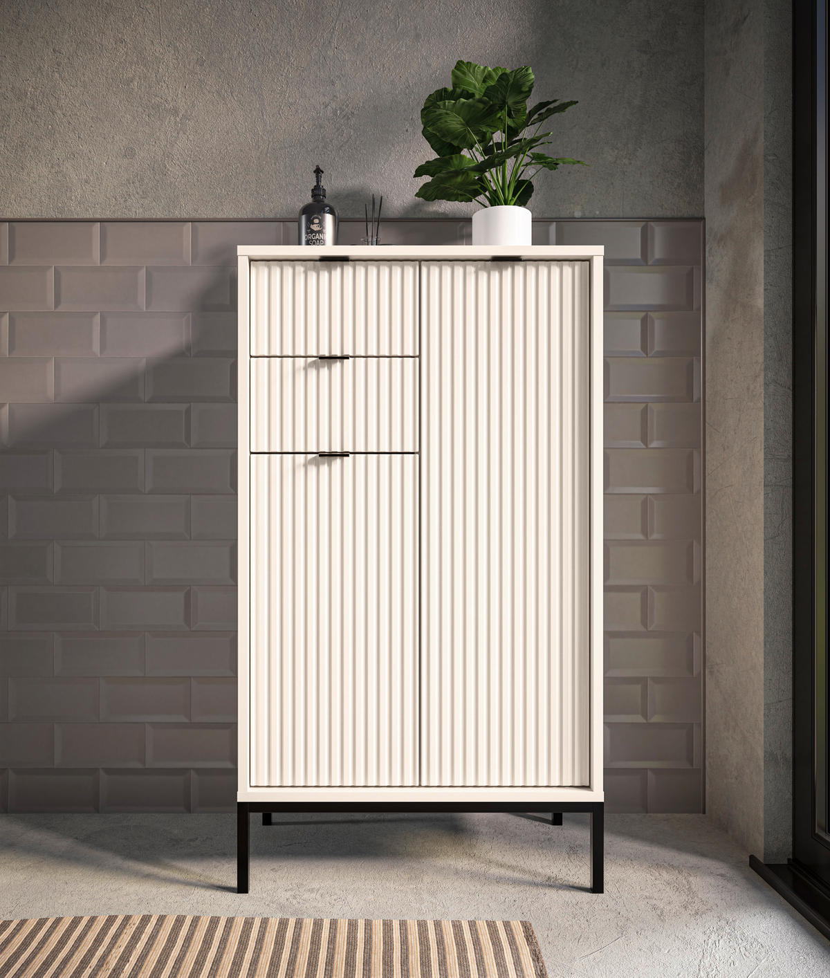 HIGHBOARD  in 60/106/32 cm  - Kaschmir/Schwarz, MODERN, Holzwerkstoff/Metall (60/106/32cm) - MID.YOU