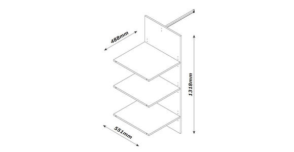 INNENEINTEILUNG 35/131,5/55,5 cm   - Hellgrau, MODERN, Holzwerkstoff (35/131,5/55,5cm) - Xora