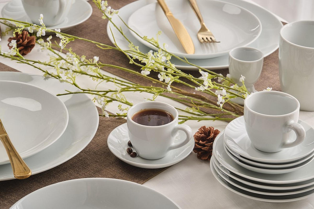 KOMBINOVANÁ SOUPRAVA 62dílné, porcelán keramika  - bílá, Basics, keramika - Novel