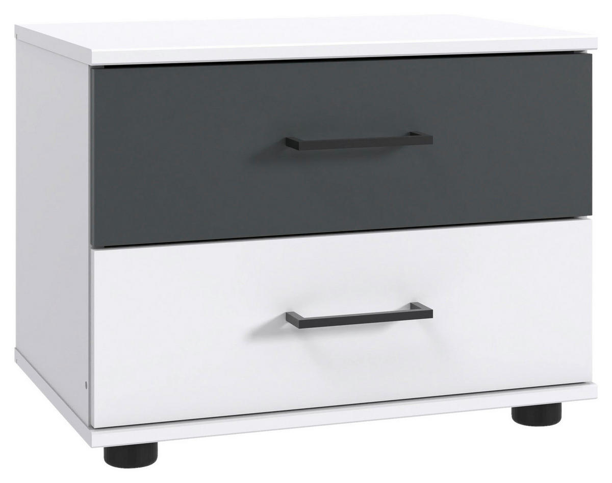NACHTTISCH 52/40/38 cm  in Graphitfarben, Weiss  - Weiss/Schwarz, Konventionell, Holzwerkstoff/Kunststoff (52/40/38cm) - Carryhome