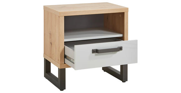 NACHTKÄSTCHEN in Grau, Eichefarben  - Dunkelgrau/Eichefarben, MODERN, Holzwerkstoff/Metall (52,2/53,7/35cm) - Xora