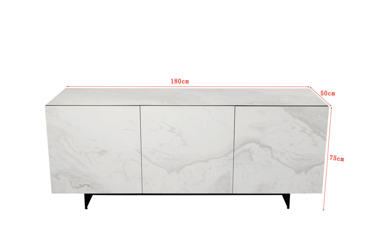 SIDEBOARD  180/75/50 cm 1 Schublade(n)  - Schwarz/Weiß, Design, Keramik/Holzwerkstoff (180/75/50cm) - Belluti