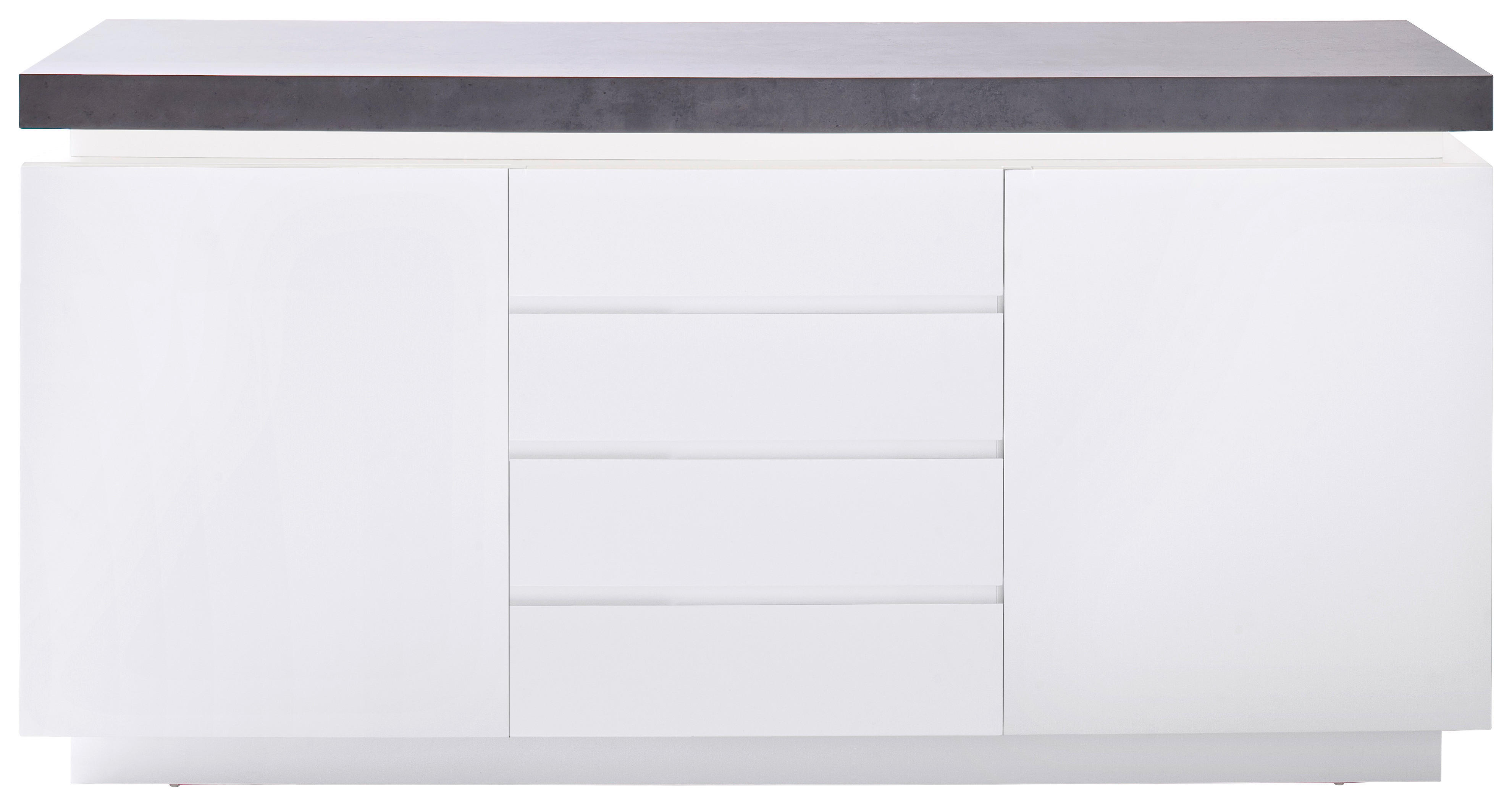 SIDEBOARD Weiß, Dunkelgrau Beleuchtung, Fernbedienung, Einlegeböden  - Dunkelgrau/Weiß, Design, Holzwerkstoff (150/80/40cm)