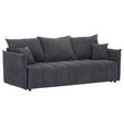 SCHLAFSOFA Plüsch Anthrazit  inkl. Zierkissen, Rückenkissen, Bettkasten, Schlaffunktion, Rücken echt, Liegefläche im Originalstoff  - Anthrazit/Schwarz, KONVENTIONELL, Kunststoff/Textil (200/73/105cm) - Carryhome