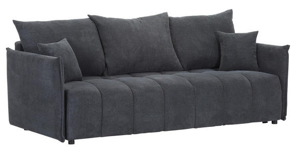 SCHLAFSOFA Plüsch Anthrazit  inkl. Zierkissen, Rückenkissen, Bettkasten, Schlaffunktion, Rücken echt, Liegefläche im Originalstoff  - Anthrazit/Schwarz, KONVENTIONELL, Kunststoff/Textil (200/73/105cm) - Carryhome