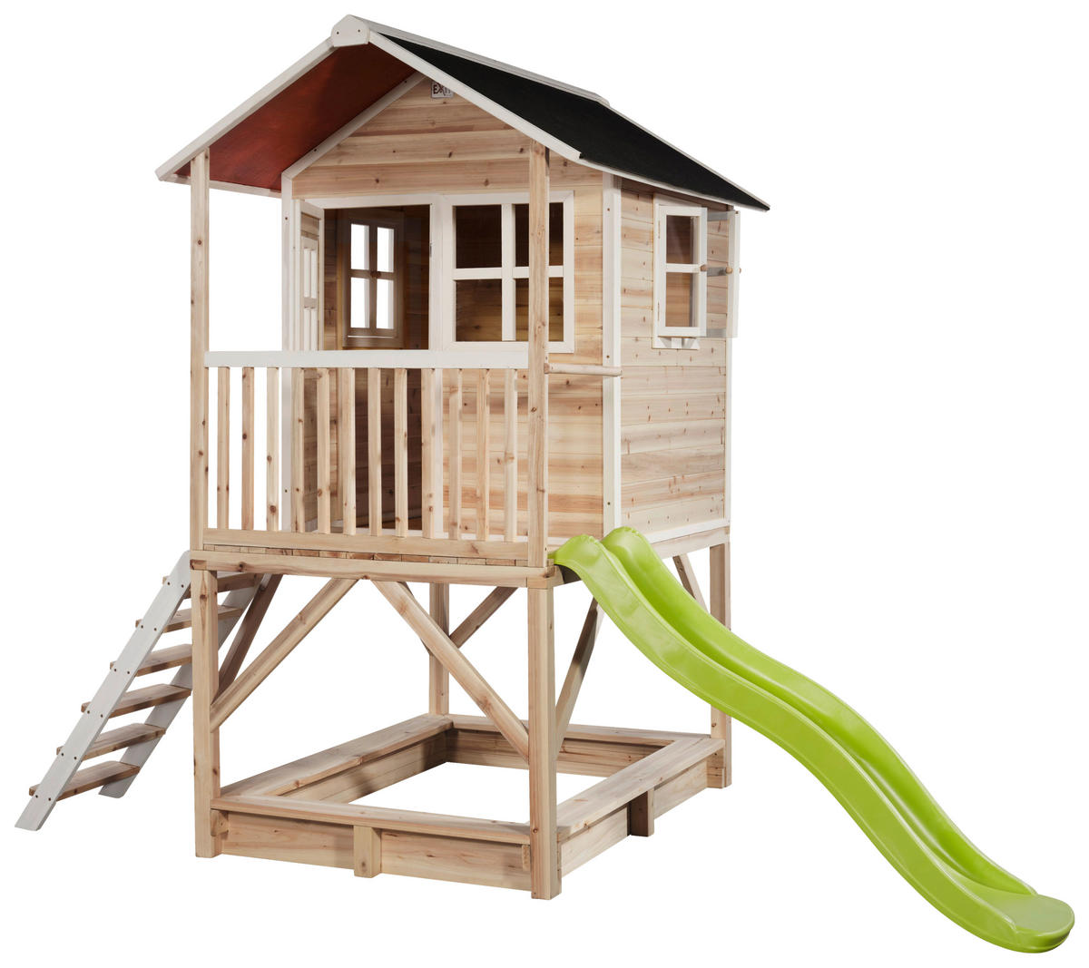 SPIELHAUS EXIT LOFT 500  - Limette/Naturfarben, KONVENTIONELL, Holz (329/190/253cm) - EXIT Toys